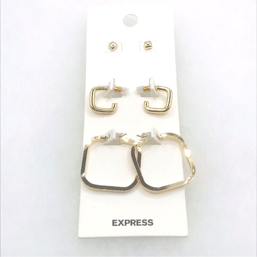 Express Gold Hoop and Stud Earring Set